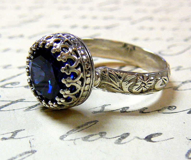 Elizabeth Ring Vintage Inspired Engagement Sterling Silver - Etsy