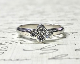 Beautiful Simple Sterling silver ring set with  Cubic Zirconia