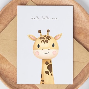 Karte zur Geburt | Glückwunschkarte Baby Geburt Grußkarte Neugeborenes Klappkarte Giraffe Geburtskarte als Download oder Print mit Umschlag