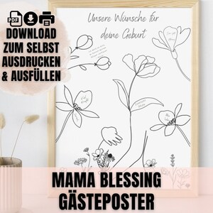 Mother Blessing Poster - Wünsche und Segenswünsche | Gästeposter PDF | Minimalistisches Design für Babyparty | Erinnerung Poster Blessingway