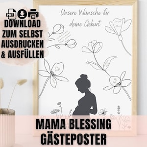 Póster de invitado de la bendición de la Madre para completar | Afiche invitado Blessingway | Baby Shower de recuerdos minimalista | Póster de recuerdo de baby shower