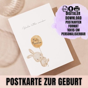 Cartão de nascimento personalizado | Cartão de parabéns, nascimento de bebê, cartão de felicitações, recém-nascido, download Olá, pequena maravilha, cartão de nascimento