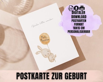 Tarjeta de nacimiento personalizada | Tarjeta de felicitación nacimiento bebé tarjeta de felicitación recién nacido descargar Hola pequeña maravilla tarjeta de nacimiento