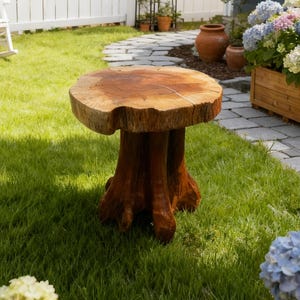 Handcrafted Teak Root Side Table: Rustic Live Edge Accent Table, Holiday Decor Gifts image 15
