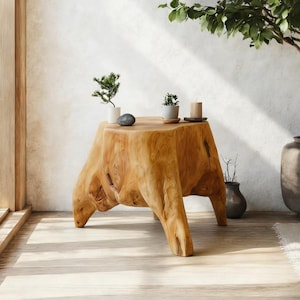 Handcrafted Cedar Root Stool: Rustic Accent Table or Plant Stand, Holiday Decor Gifts