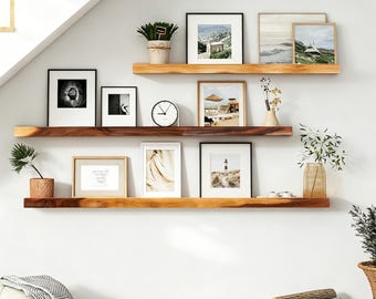 Acacia Live Edge Floating Shelf: Rustic Wood, Heavy Duty