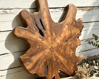 Handcrafted Live Edge Teak Wood Slab Tabletop DIY,  One-of-a-Kind, Unique Housewarming Gift
