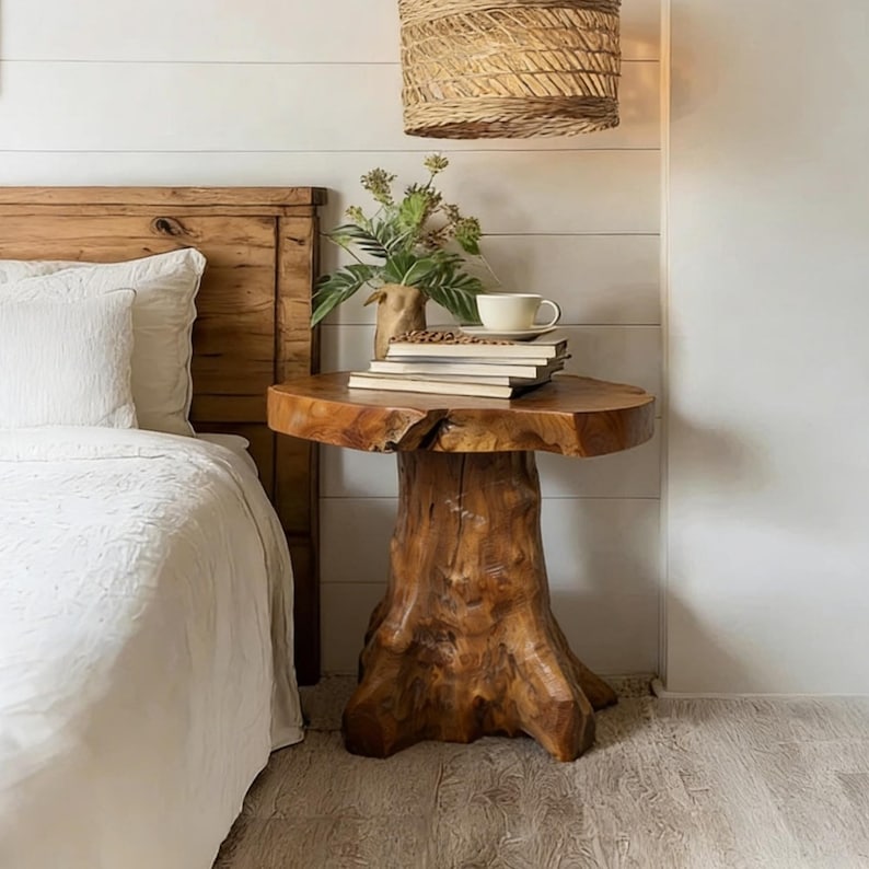 Handcrafted Teak Root Side Table: Rustic Live Edge Accent Table, Holiday Decor Gifts image 1