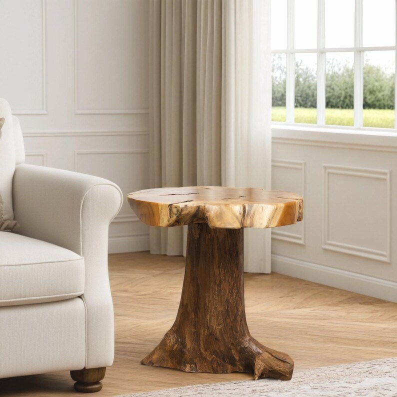 Handcrafted Teak Root Side Table: Rustic Live Edge Accent Table, Holiday Decor Gifts image 11