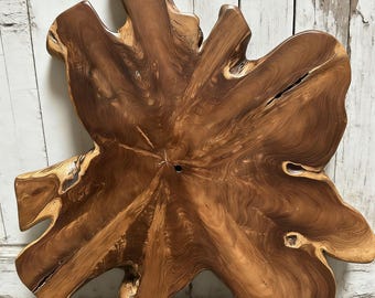 Handcrafted Live Edge Teak Wood Slab Tabletop DIY – Unique & One-of-a-Kind, Holiday Decor Gifts