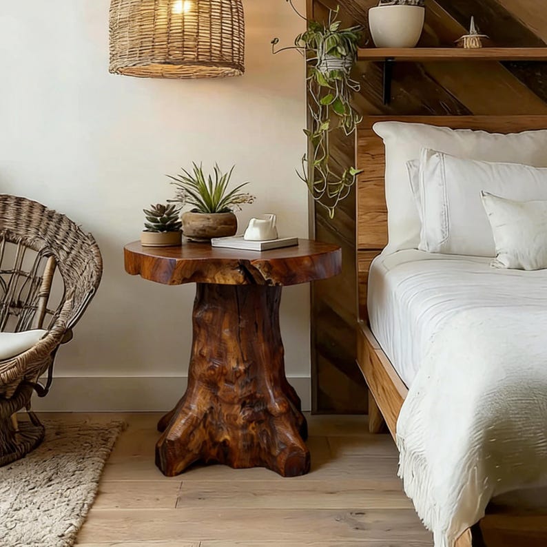 Handcrafted Teak Root Side Table: Rustic Live Edge Accent Table, Holiday Decor Gifts image 2