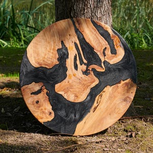 Handmade Cedar & Epoxy Resin Lazy Susan Turntable: 23" Unique Centerpiece, Unique Kitchen Gift