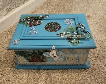 Caja de recuerdos - caja de baratijas - caja de seguridad - caja de desorden - caja de joyas con forma de mariposa - caja conmemorativa - caja de almacenamiento - caja decorativa - decoupage