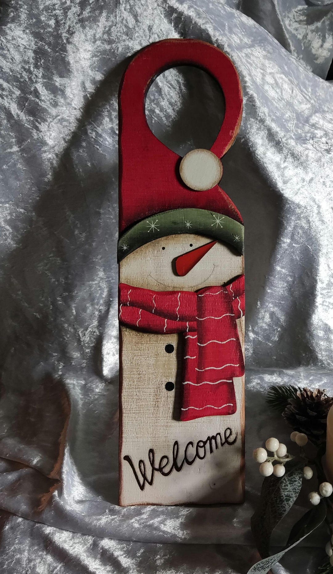 Snowman Door Hanging Wooden Door Hang Seasonal Decorations Christmas
