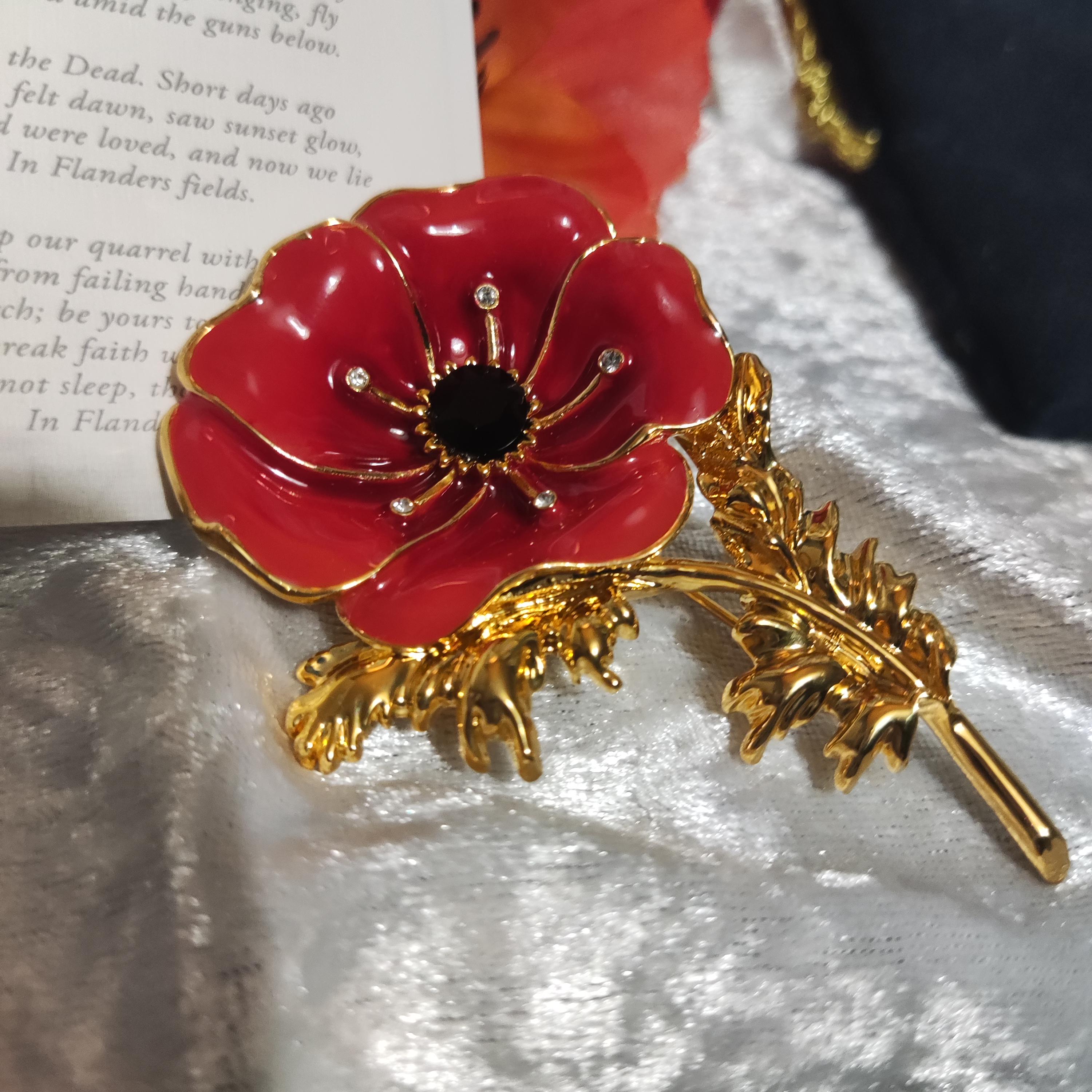 Flanders Field Poppy Brooch - the Bradford Exchange - Swarovski