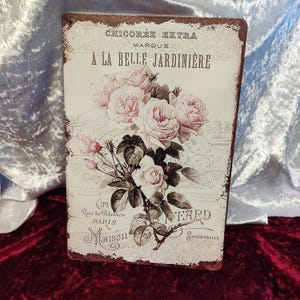 Rose Floral Zinn Plaque – Wohndekor – Wandbehang – Küche Dekor – Badezimmer – Schlafzimmer Dekor Schild – Weihnachtsgeschenk – Vintage Stil Schild