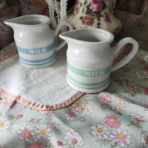 milk jug - creamer - kitchenware - dining decor - vintage style - french country - ceramic milk jug - table - milk pourer -  milk storage