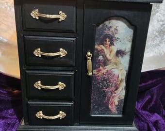 Up cycled jewellery unit - jewellery wardrobe - hand painted vanity unit - bedroom decor - dressing table - pre - Raphaelite - birthday gift