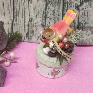 vintage bird figurine - trinket box - seasonal decor - Cody foster usa- handmade - rare find - Christmas gift - candy box - winter gifts
