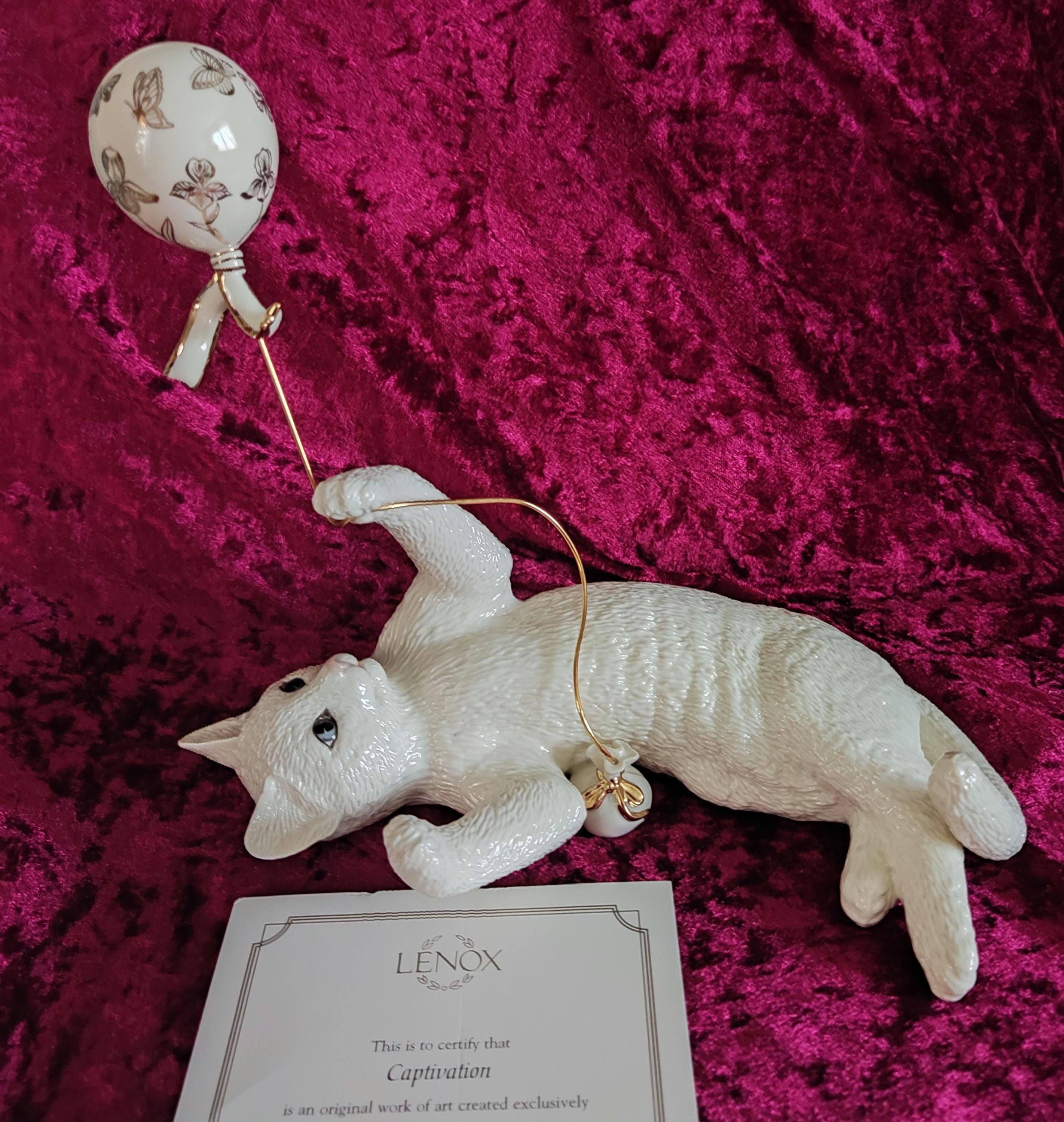 Lenox Captivation - Ivory China Cat Figurine - Home Decor Ornament
