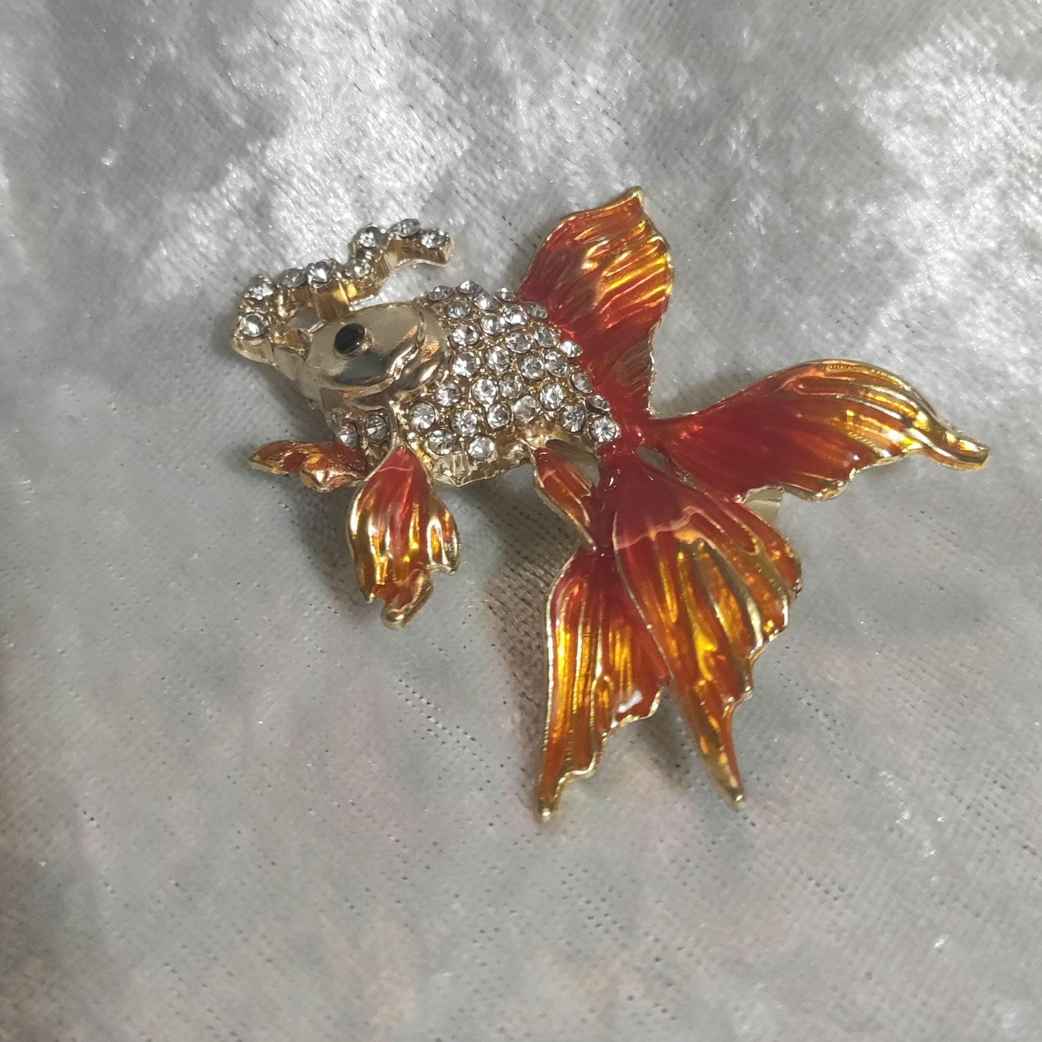 金魚のブローチ - ラインストーンジュエリー - エレガントなジュエリー 