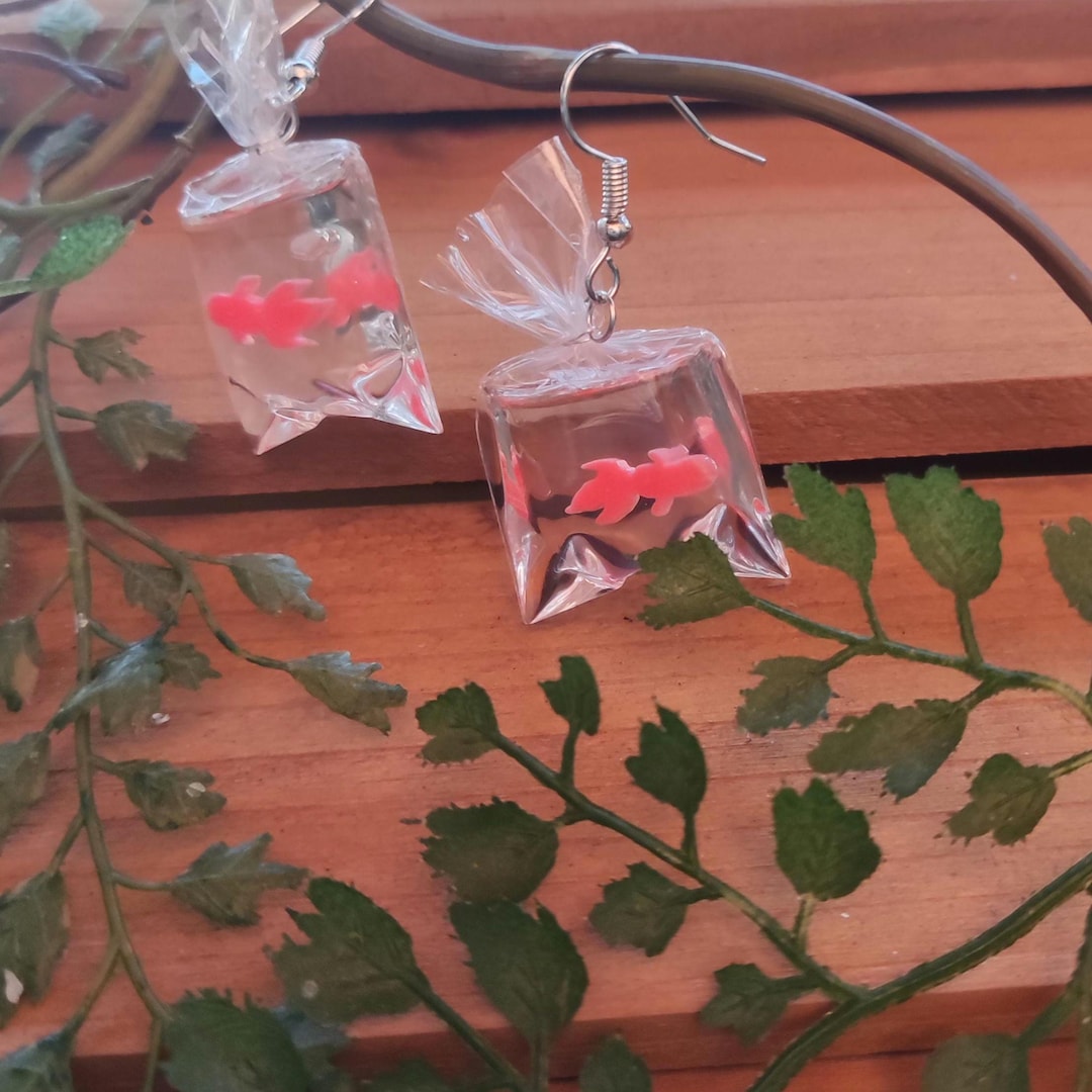 Goldfish in a Bag Earrings - Nostalgic Jewellery - Funfair Earrings ...