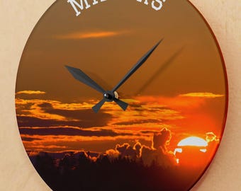 Wall Clock | Acadia National Park | Schoodic Point Sunrise | Acrylic Ocean Clock | Custom Clock Gift | Maine Wilderness Photo Art | WDA