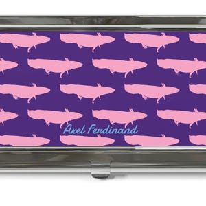 Visitenkartenhalter | Rosa Axolotl Muster | Individuelles Business Accessoire | Wassertiere | Aquarium Haustiere | Cottagecore | Büro Geschenk | WDA