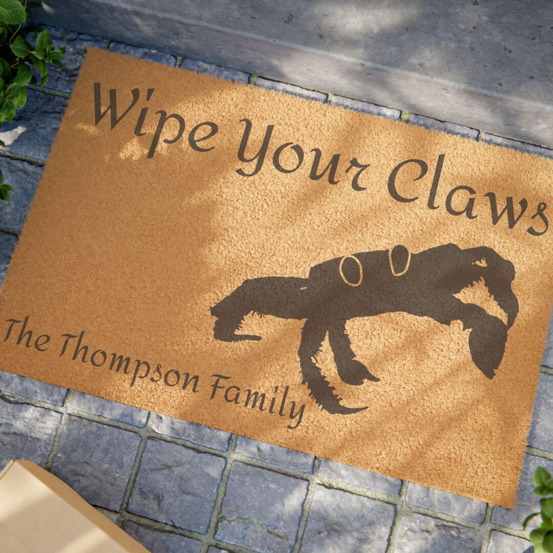 Personalized Crabby Wipe Your Claws Doormat Funny Crab Themed Welcome ...