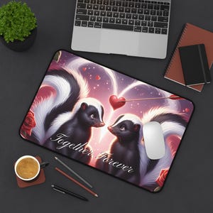 Desk Mat | Skunk Lover Gift | Woodland Animal Office Essentials | Cute Skunk Mouse Pad | Valentines Day Gift | Love the Unloved | Cabincore