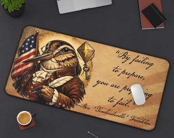 de bureau patriotique | Tapis de souris America 250 | Benjamin Franklin | Décoration de bureau historique | Conception de bécasse