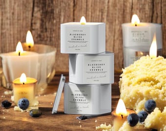 Blaubeer Bliss Streusel | Kokosnuss Soja Kerze | Premium-Duft | Holzdocht| Wohnkultur | Personalisiertes maßgeschneidertes Geschenk