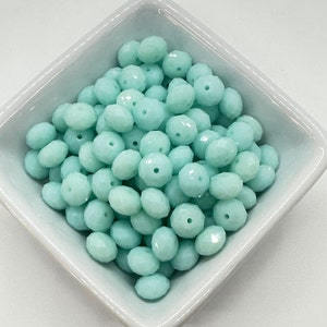 8mm faceted rondelle Mint Alabaster Colored Swarovski Crystal Beads - about 119 beads - G200
