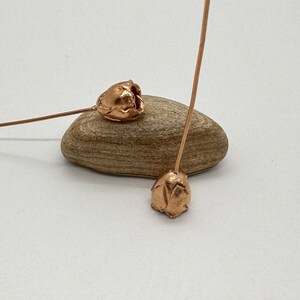 Rose Flower Bud Headpins - solid .925 Sterling Silver Copper infused for a Rose Gold look - 1 Pair - LS206