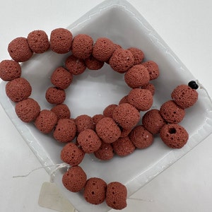 Brick Red Lava Beads, 12mm round with large center drilled holes - one 16&quot; strand - G232