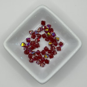 6mm Bicone AB Siam Dark Red Swarovski Crystal Beads - about 48 beads - discontinued beads G303