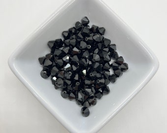 6mm Bicone Black Colored Swarovski Crystal Beads - about 114 beads G241