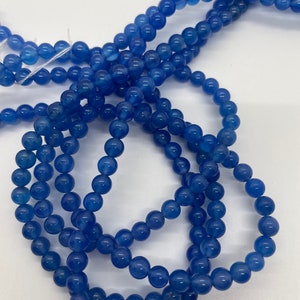 6mm Smooth Round Blue Agate Beads - 16&quot; strand - G182