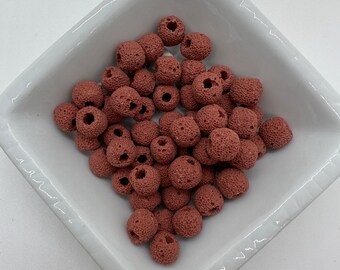 Brick Red Lava Beads, 9mm round with large center drilled holes - One 16" Strand of beads - G231