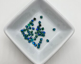 4mm bicone Emerald AB Colored Swarovski Crystal Beads - 47 beads - G248
