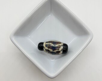 Handmade Glass Focal Bead Stack - black, brown and white swirls - G252