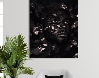 Man In The Bushes Black Wall Art Decor Wall Decor Black Art Prints Black Abstract Art Art Modern Canvas Art Black Man Art Black Abstract Art