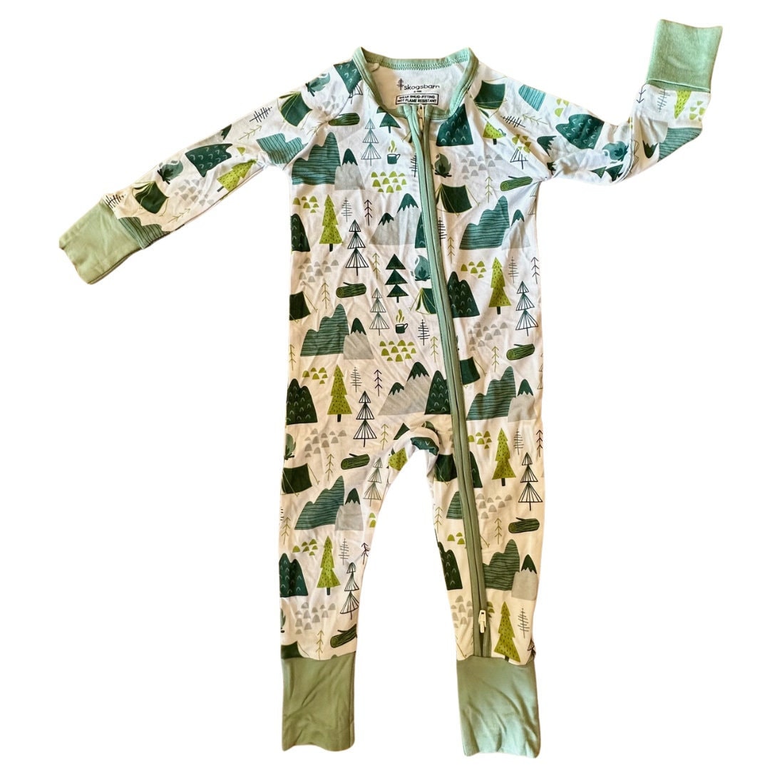 Camp Baby and Toddler Pajamas Sage Green- super soft bamboo/viscose/spandex blend