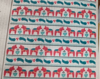 Swedish Dishcloth- Dala Horse Fair Isle