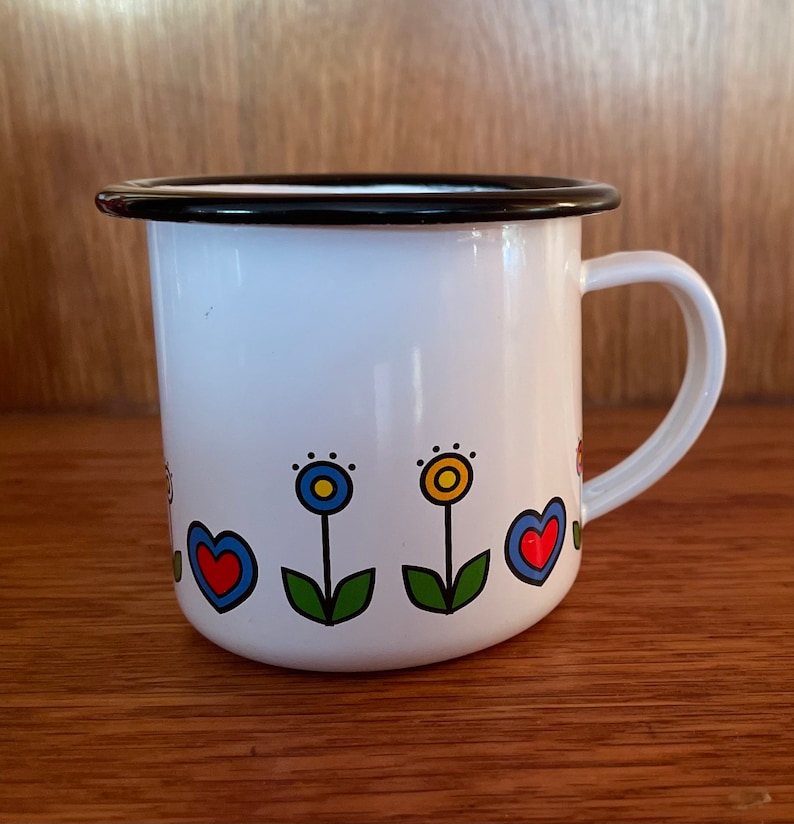 5oz Folk Flower Enamel Mug image 1