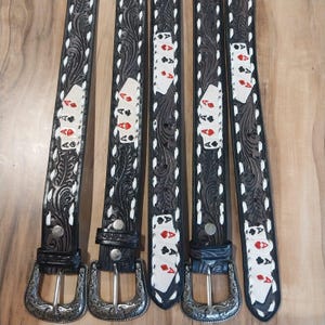 Tooled leather belt Deck of cards (black)