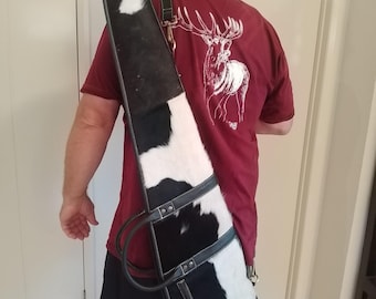 Estuche para rifle de cuero de vaca (negro) con marca de hierro caliente de un nombre personalizado.