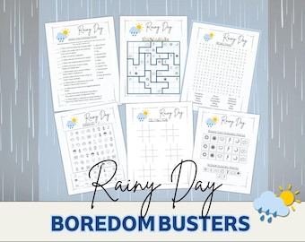 Rainy Day Boredom Busters-spellen - direct downloaden - afdrukbare binnenactiviteiten om je te vermaken