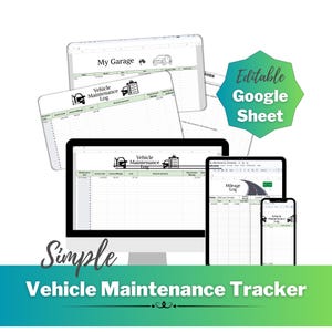 Vehicle Maintenance Tracker and Digital Mileage Log - Simple to Use Google Sheet template