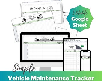 Vehicle Maintenance Tracker and Digital Mileage Log - Simple to Use Google Sheet template